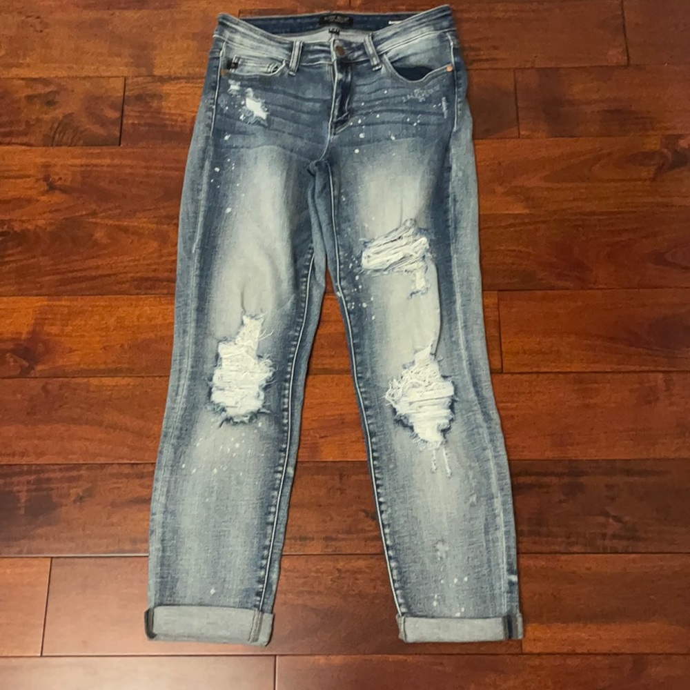 Judy blue bleached splatter distressed jeans